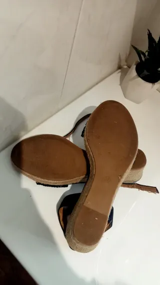 Sandalias cuña Corina mujer azules