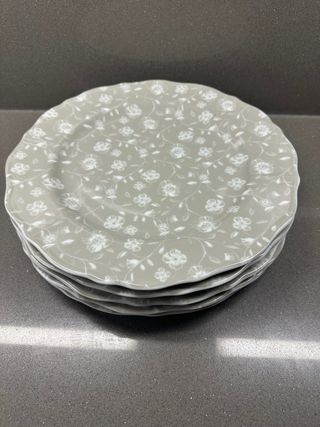 5 Bajoplatos preciosos de Porcelana Florales Gris