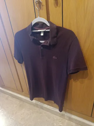 Polo Lacoste marrón burdeos talla S
