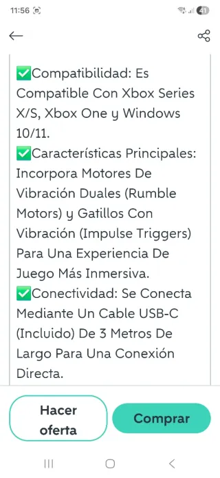 Mando Xbox Wired Controller