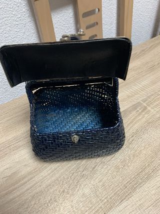 Bolso Mimbre Vintage Negro y Plateado