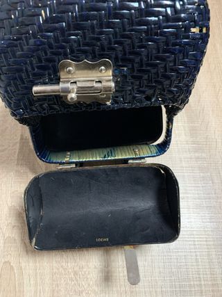 Bolso Mimbre Vintage Negro y Plateado