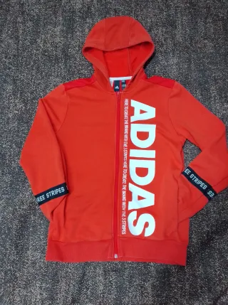 Sudadera Adidas Roja y Blanca con Cremallera