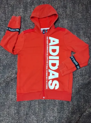 Sudadera Adidas Roja y Blanca con Cremallera