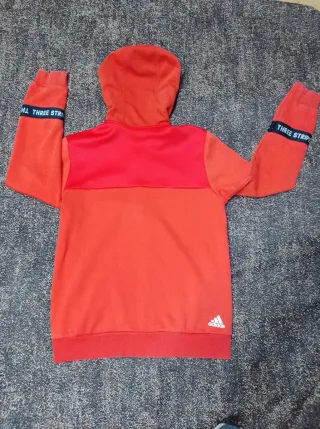 Sudadera Adidas Roja y Blanca con Cremallera
