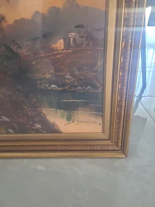 Quadro ad olio con cornice dorata