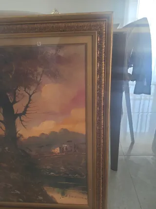 Quadro ad olio con cornice dorata