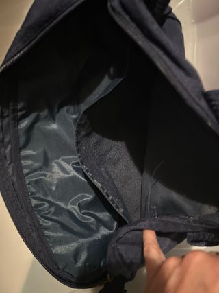 Bolso maletín azul y marrón