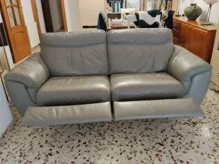 Sofá Natuzzi 3 plazas piel gris