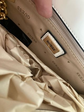 Mala Guess Elliette Branca Dourada