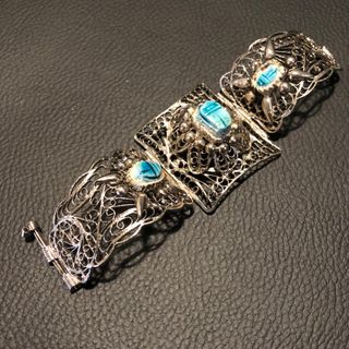 Bracciale Vintage Egiziano Argento e Turchese