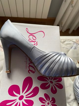 Zapatos de fiesta plateados mujer