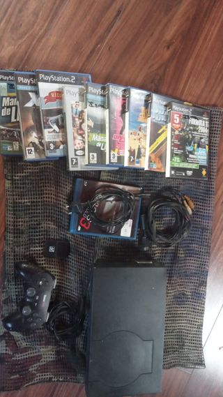 Ps2 Negra + Mando + 10 Juegos