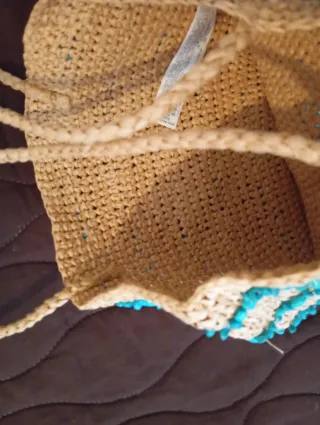 Bolso Zara Rafia Turquesa Nuevo