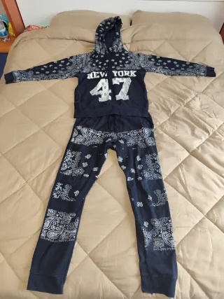 Tuta uomo completa floreale blu e bianca M