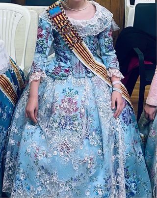Traje Fallera Niña 8 Años Azul Clarito