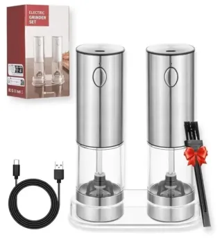 Juego de 2 molinillos de sal y pimienta eléctricos