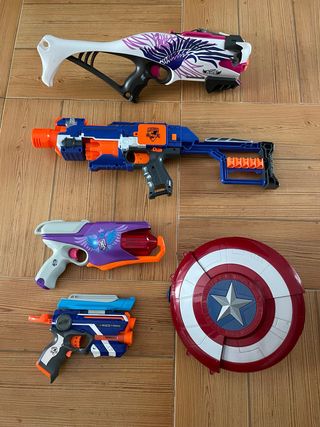 Lote de 4 Nerf y Escudo Capitán América