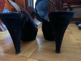 Tacones Zara Negro 10cm Lazos