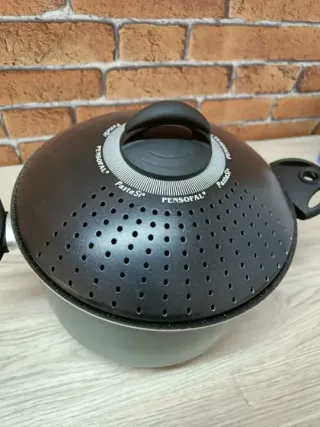 Pensofal Biostone Olla coladora, Aluminio, Negro