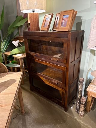 Vitrina Librero Madera y Cristal