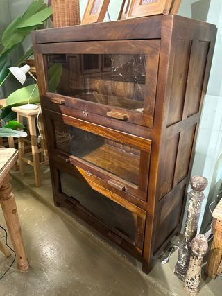 Vitrina Librero Madera y Cristal