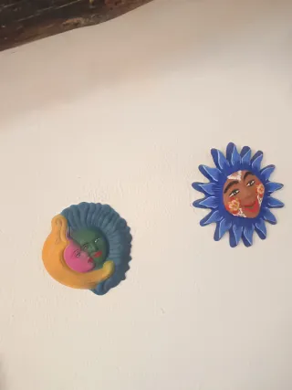 Adornos de pared sol y luna cerámica