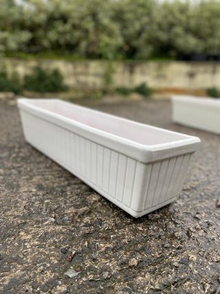 Jardinera Rectangular lacada en blanco 71x17x19