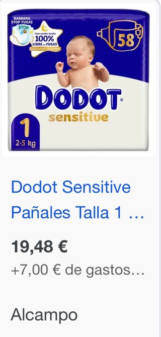 Pañales Dodot Sensitive Talla 1 (2-5 kg)