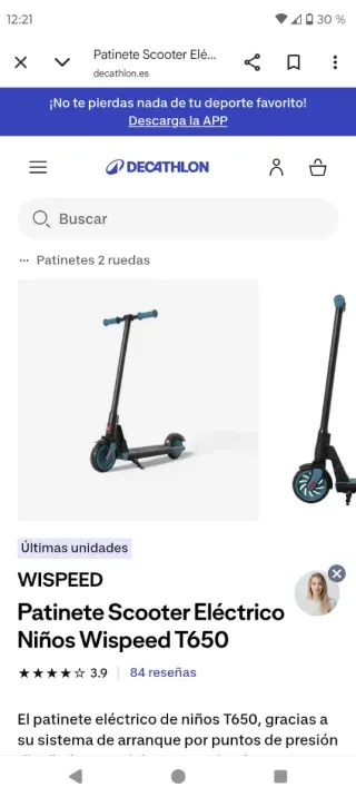 Patinete eléctrico infantil