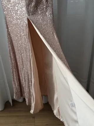 Vestido fiesta lentejuelas rosa oro talla L