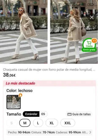 Chaqueta forro polar mujer beige