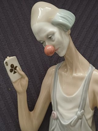 Lladro payaso bailarina con carta. Mide 41 cm
