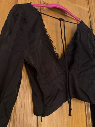 Top Zara Negro Manga Larga