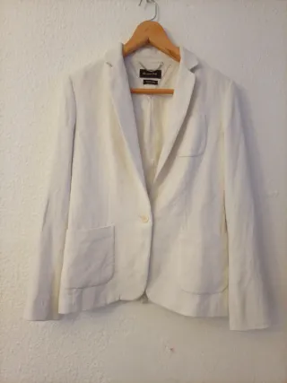 Americana Massimo Dutti Mujer Blanca