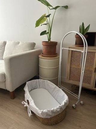 Minicuna capazo mimbre bebé plegable 70x40cm