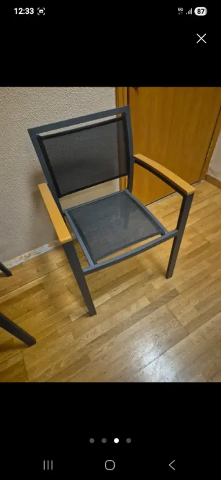 2 Sillas de terraza metálicas con madera