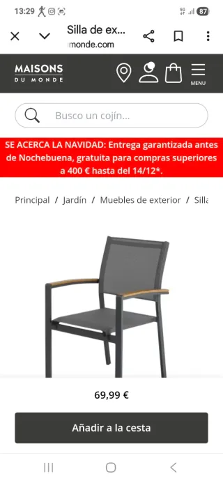 2 Sillas de terraza metálicas con madera