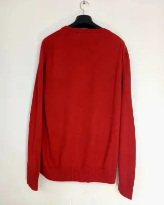 Nautica Suéter V-Neck Rojo Clásico Retro 90s L