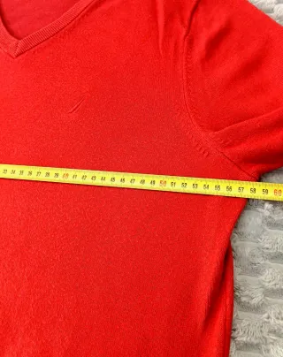 Nautica Suéter V-Neck Rojo Clásico Retro 90s L
