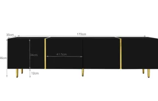 Mueble TV y Mesa Centro Negro/Dorado