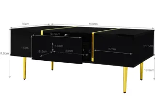 Mueble TV y Mesa Centro Negro/Dorado