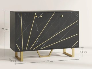 Mueble TV y Mesa Centro Negro/Dorado