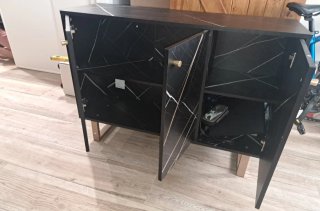 Mueble TV y Mesa Centro Negro/Dorado