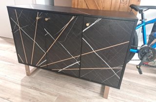 Mueble TV y Mesa Centro Negro/Dorado