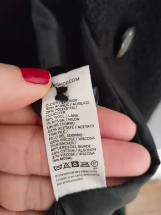 Abrigo Topshop negro cuello leopardo