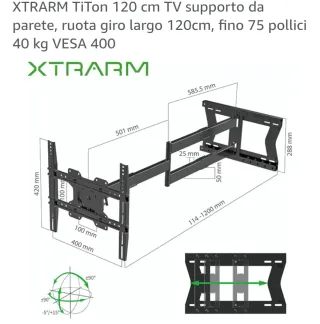 Supporto TV XTRARM 120cm VESA 400