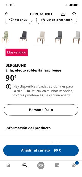 Silla BERGMUND con funda blanca