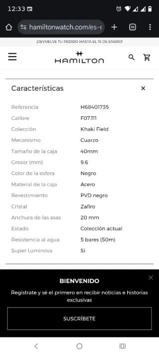 Reloj Hamilton Khaki Field Cuarzo 40mm