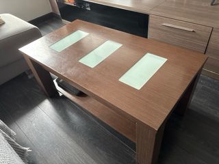 Mesa de centro elevable madera y cristal